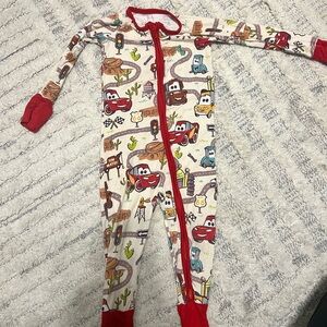 Disney Red One Piece Footies with Holiday Print
